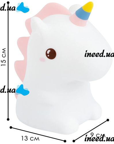Детский силиконовый ночник Единорог Unicorn Silicone Night Light HQ8686 сенсорный светильник на аккумуляторе с RGB подсветкой и пультом USB