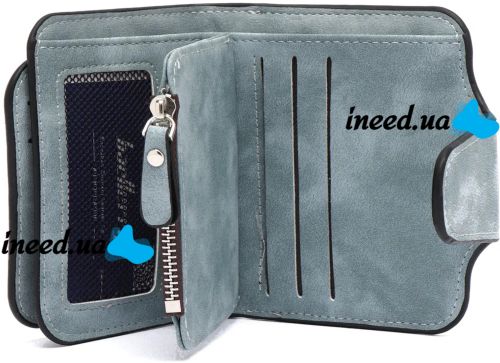 Women's suede wallet Baellerry Forever Mini N 2346 Blue Jeans women's mini purse with 10 compartments for bills and small change 10.5X11.5 cm Blue
