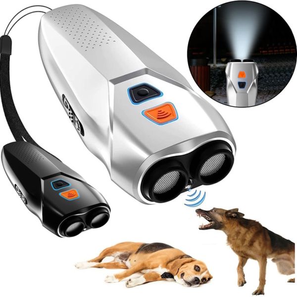 Professional, High-Powered Ultrasonic Dog Repeller PU 70 with Rechargeable Battery and Flashlight, Dog Protection