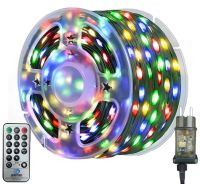 Новогодняя гирлянда RGB роса 100 метров 1000 LED диодов с пультом IP44, светодиодная нить Xmas 8 режимов 100м от сети Разноцветная