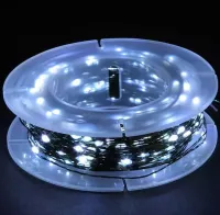 Новогодняя гирлянда роса 100 метров 1000 LED диодов с пультом Холодная белая IP44, светодиодная нить Xmas 8 режимов 100м от сети Холодный белый