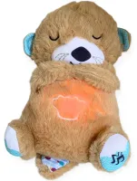 Світна дихаюча Видра Fisher Price FXC66 30 см з диханням для сну дітей, м'яка плюшева іграшка музичний нічник від батарейок Коричнева