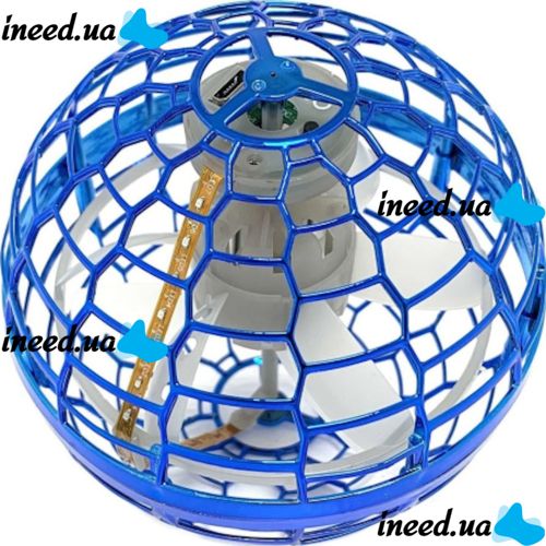 Світиться літаючий куля спиннер FlyNova pro Gyrosphere USB з LED підсвічуванням, інтерактивна іграшка левітуючий м'яч бумеранг 95мм для дітей Синій