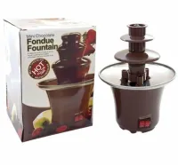 Шоколадный фонтан Фондю Mini Chocolate Fondue Fountain LY-280 на 2 яруса 60W, Фондюшница мини фонтан для шоколада из пищевой нержавейки, Коричневый