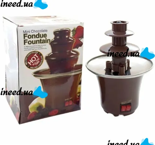 Шоколадный фонтан Фондю Mini Chocolate Fondue Fountain LY-280 на 2 яруса 60W, Фондюшница мини фонтан для шоколада из пищевой нержавейки, Коричневый