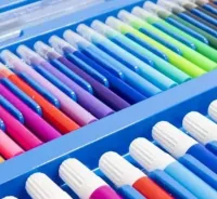 Children's Just Art drawing set for 208 items with an easel in a suitcase, an art set of paints for creativity in a Blue case