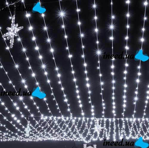 Уличная светодиодная гирлянда Solar String Lights LS48-100W 12 метров 100 LED диодов Холодный белый Роса Cool light с солнечной панелью для деревьев и веранд