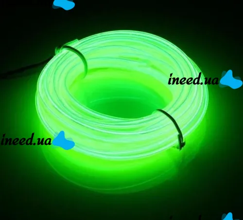 Світлодіодна силіконова стрічка LED NEON Green 0764 5 м з блоком живлення IP65, універсальна неонова гнучка підсвітка 12v-220v 5M в силіконі Зелена