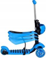 Tricycle Children's Running Scooter Scooter FYS-2864 Blue 5 in 1 with Folding Seat, Parent Handle and Luminous Wheels for Children Blue