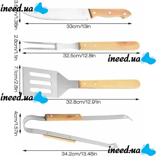 A universal set of barbecue tools 4 in 1 + a case, a set of accessories for barbecue, picnic and barbecue, Barbecue accessories in a case