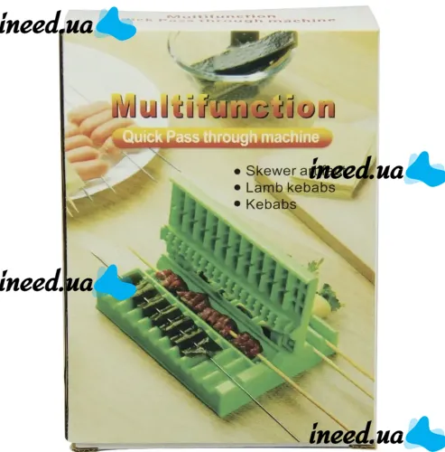 Форма шампур Multifunction Quic Pass through machine для нанизування шашлику м'яса і овочів, Трафарет для надягання м'ясних рулетиків Зелений