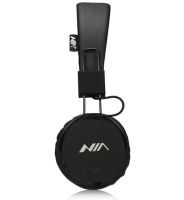 NIA X3 Wireless Over-ear Bluetooth Headphones with MP3 Player and FM Black, Full-size Bluetooth Stereo Headphones with Microphone and Radio Black
