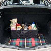 Folding Bag Organizer Trunk Organizer & Cooler in the trunk of the car, Folding nylon container with a thermal compartment, Refrigerator organizer in the car