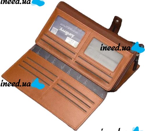Чоловічий шкіряний гаманець клатч Baellerry Guero S1393 Brown для зберігання кредитних карт монет на змійці, чоловіче портмоне для купюр Коричневий
