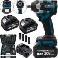 Makita DTW500BL cordless impact wrench 20V 4Ah 2 batteries, PROFI-TEC 350 Nm brushless cordless impact wrench with heads in case