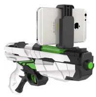 Детский игровой пистолет виртуальной реальности AR GAME GUN QFG-3 с креплением для телефона, Контроллер бластер для IOS Android на батарейках Белый