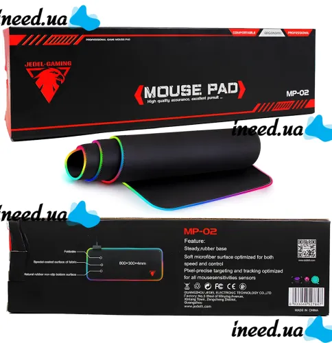 Gaming computer mouse pad Jedel MP-02 30x80 cm gaming surface with RGB backlight for PC and laptop computer mouse from USB XL-1747