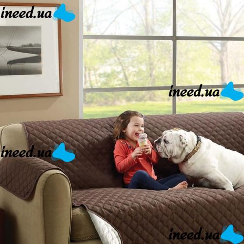 Двостороння накидка чохол на диван Couch Coat з мікрофібри, захисне двостороннє водонепроникне стьобане покривало для дивана