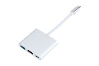 Кабель, адаптер, конвертер Buro Type-C на HDMI, USB 3.0, Type C, 3 в 1 концентратор для устройств с Type с портом, Переходник hub разветвитель белый