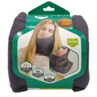 Дорожная подушка-шарф для шеи Supretto Travel Pillow для путешествий, Туристическая флисовая подушка в дорогу и для сна в машину Серая