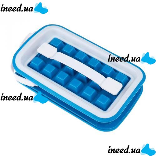 Герметична силіконова форма для льоду з кришкою на 18 клітинок Fill + Carry Without Spilla, Контейнер ледница 18 кубиків, Ледница для заморозки води