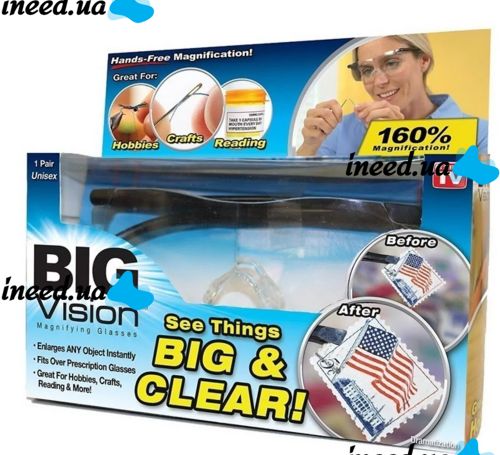 Glasses magnifier Big Vision 160% for reading and sewing, Magnifying glasses-magnifier for needlework Big Vision