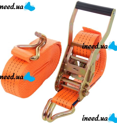 Страхувальний стяжний ремінь трос Ratchet Tie Down 1.5 М AND-5 храповим механізмом для кріплення вантажу до 2 тонн, транспортна стрічка для стяжки вантажів