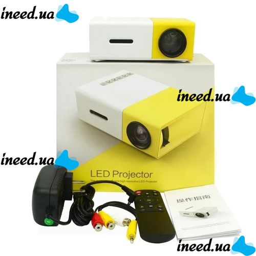 Портативний проектор міні кінотеатр мультимедійний Full HD Led Projector YG-300 мультимедійний домашній кінотеатр з динаміком, заряд від Power bank