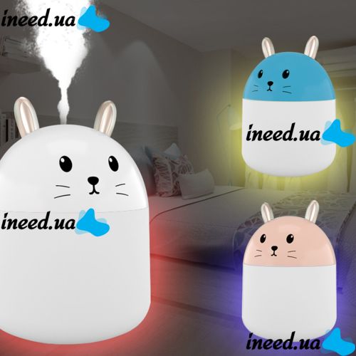 Настільний ультразвуковий зволожувач повітря нічник кролик Humidifier Rabbit ВА-12, портативний USB Арома-дифузор з підсвічуванням, нічник-зволожувач