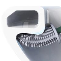 Toilet brush with a flexible silicone flat brush for cleaning the toilet bowl NJ-497 Green with wall mounting, hinged brush 10 x 4.5 x 36 cm
