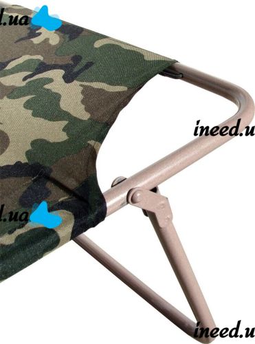 Folding single bed with headrest DSSLU 59 with a load of up to 120 kg, Tourist cot with pillow 190x75x43 cm Camouflage