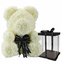 Little Teddy Bear made of artificial 3D Roses Teddy Bear de Luxe 25 cm White, Teddy bear