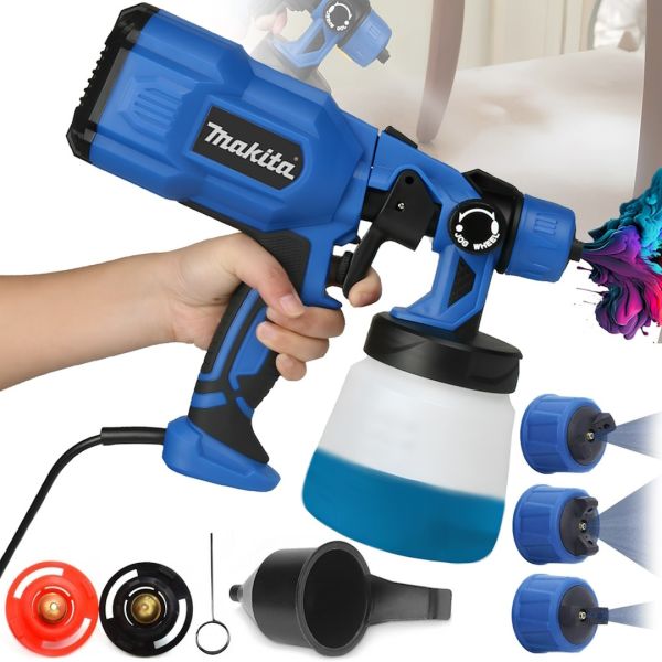 Electric spray gun Makita AH550L 650W hand sprayer spray gun with a paint container of 800 ml 3 degrees of spraying from the network of Makita
