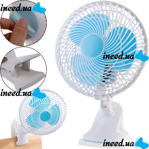 Atlafa AT-F2506 Table Mini Clip-on Fan 2 modes of operation, WX707 Air Cooler with clip-on clip 2 speeds mains power White