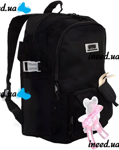 School Bag Set Fashion SG5017 4 in 1 for girls, teenage school kit, backpack for 16 Liters shopper Bag Pencil Case, Satchel with badge Black