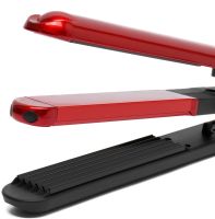 Curling iron styling tongs Domotec MS-4909 2 in 1 iron corrugation for straightening and volume of hair, ceramic device for leveling MS4909 Red