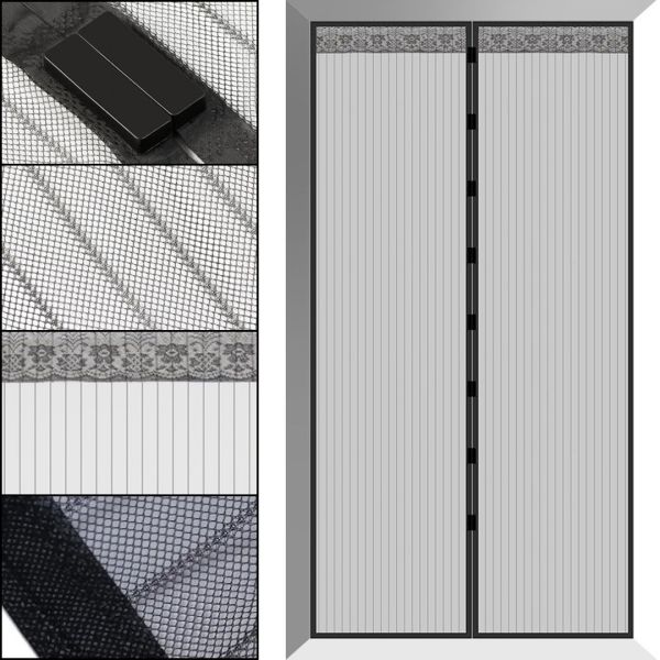 Mosquito net with magnets Magic Mesh Black 90X210 cm Sliding Magnetic Mosquito Curtain against insects mosquitoes and flies on the door Black Magic Mesh