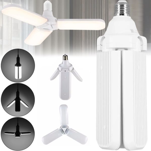 Светодиодная складная лампа Fan Blade Led 45W с цоколем E27 аккумуляторный раскладной тройной фонарь трансформер на три лопасти 220V Холодный белый