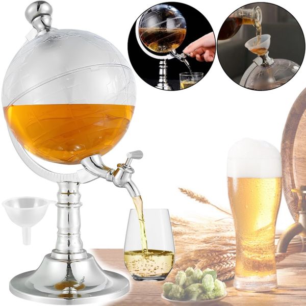 Диспенсер дозатор для алкогольных напитков Глобус Globe Drink Dispenser 3.5 л стеклянный резервуар декантер с краном для пива 3500 мл 37х20х23 см