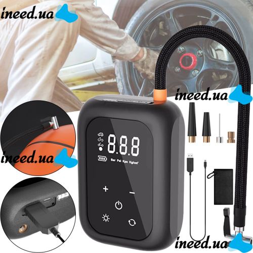 Акумуляторний Автомобільний компресор Насос Inflator Pump VX-309 для підкачки шин, бездротовий повітряний автокомпресор з екраном CZK-4234