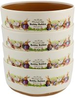Set of Children's Plates with Bobby Rabbit Spoons 12.4x5.7 cm Plastic Tableware Set 8 Items 4 Deep Plates 4 Spoons for Children Bobby Rabbit