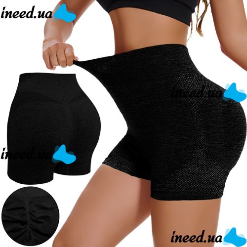 Women's Seamless Lifting Yoga Shorts XZY8855 Stretchy High Waist Push-Up Sport Cycling Shorts for Fitness Black S-XXL