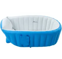 Надувная детская ванна для купания Intime Baby Bath Tub JS033 противоскользящая ванночка с подушкой, сливом и ножным насосом для малышей AND1440
