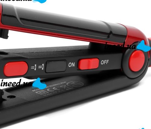 Curling iron styling tongs Domotec MS-4909 2 in 1 iron corrugation for straightening and volume of hair, ceramic device for leveling MS4909 Red