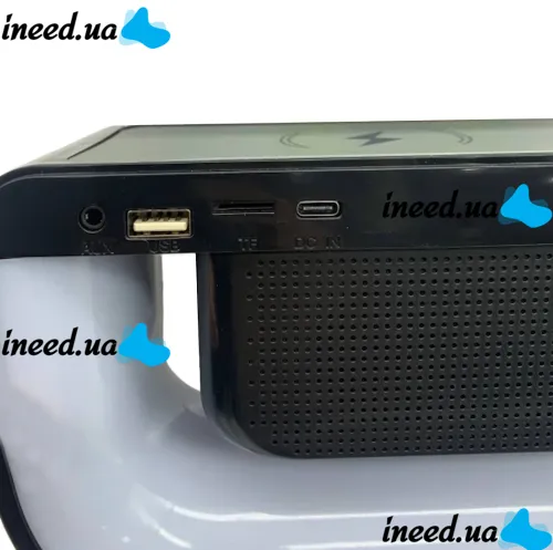 Настільна смарт лампа нічник RGB XM-G3 акумуляторний з бездротовою зарядкою 15W і Bluetooth колонкою, Блютуз колонка G3 з підсвічуванням Чорна