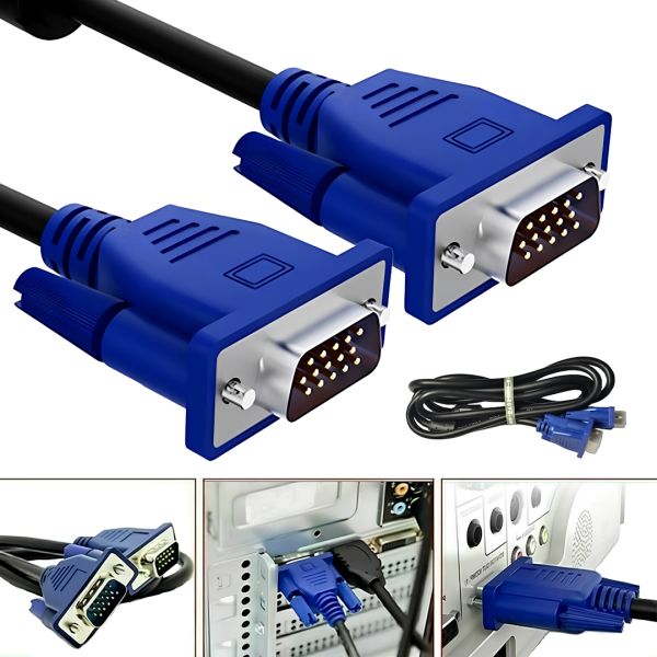 GBX 1.5m VGA to VGA Papa-Papa adapter cable with two filters, Interface cable 1.5 meters for monitor, TV and projector
