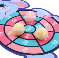 Детский набор мишень для игры в дартс Sticky Ball Слоник с 3 шариками на липучках, игрушка мягкий дартс в виде животного на стену для детей Синий