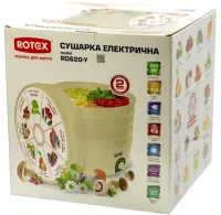 Электрическая сушилка ROTEX RD660-Y на 5 отсеков для сушки овощей и фруктов с терморегулятором 520W, Электросушилка дегидратор 20л для продуктов