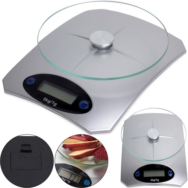 Кухонные электронные весы Domotec MS-KE5 от 1г до 5 кг Air Glass стеклянные до 5кг Домотек с LCD-дисплеем и автоматическим выключением Серые