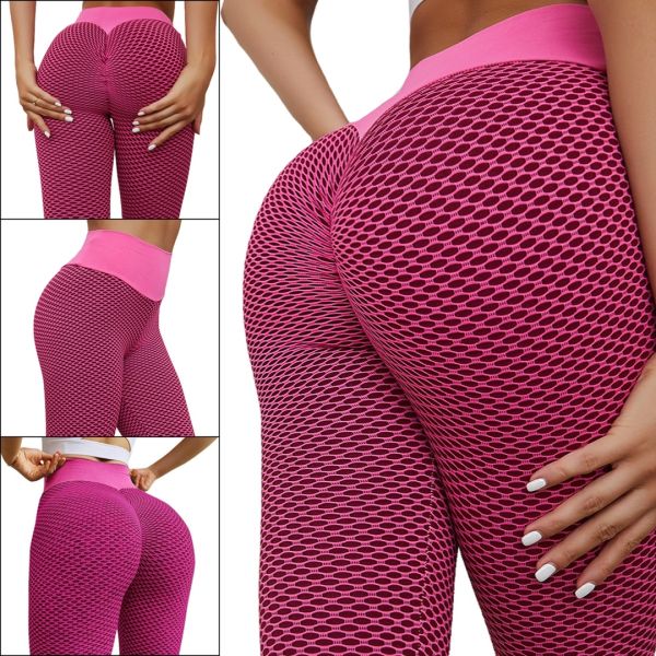 Женские спортивные леггинсы Staples Scrunch Bum Розовые с завышенной высокой талией и эффектом пуш-ап утягивающие бесшовные лосины для фитнеса push up